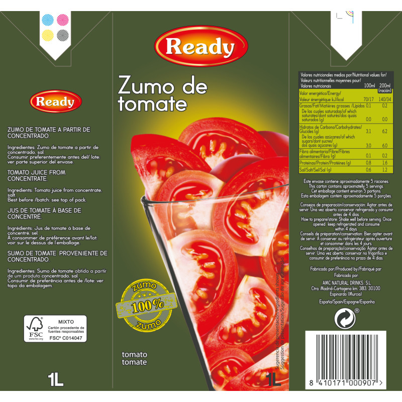 ZUMO DE TOMATE SLIM 12/1lt